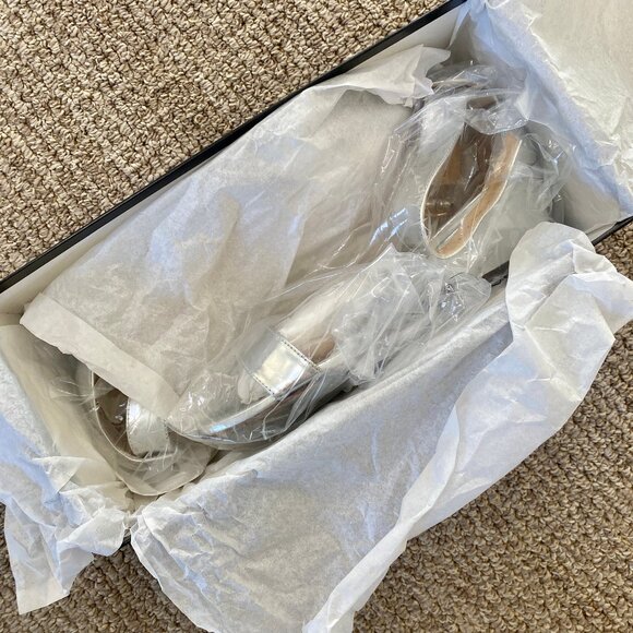J. Crew Mirror Lillian Silver Metallic Wedge Sandals 6.5M - Picture 11 of 12